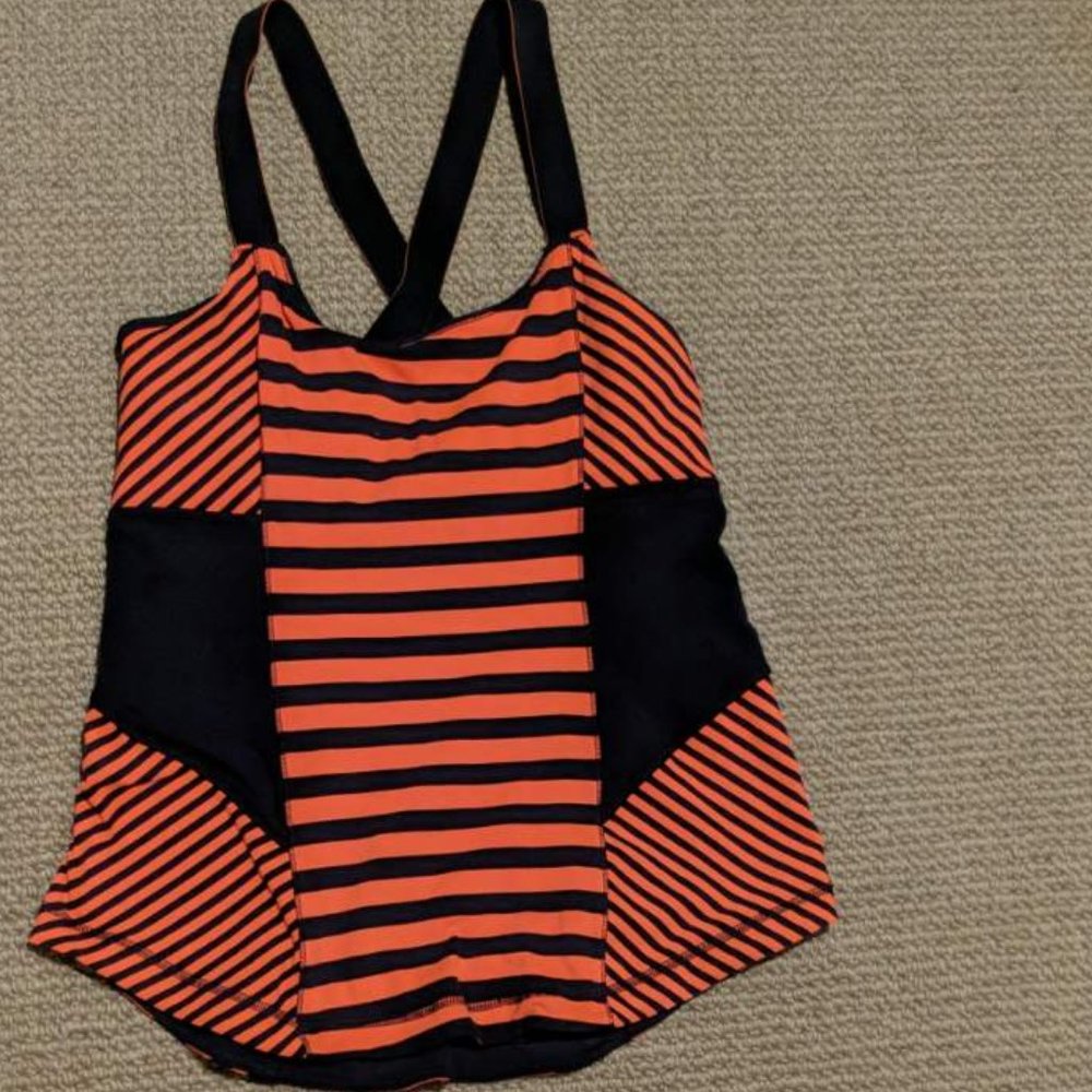 Lululemon Orange Black Striped Tank | 8